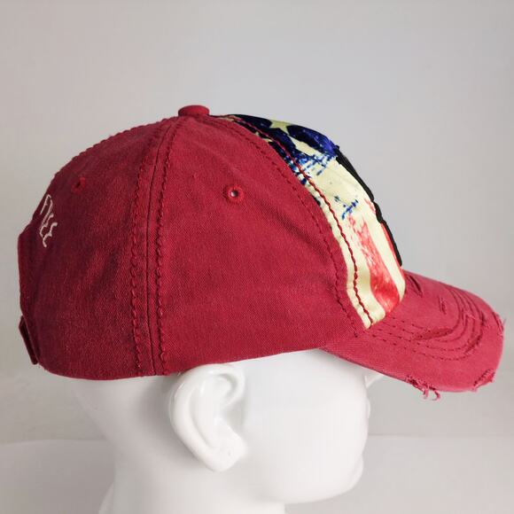 Wild And Free American Flag Distressed Red Baseball Hat Ball Cap 4350 District - Picture 4 of 7